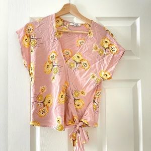 Madewell Twiggy Wisteria Dove Wrap Side Tie Top XS